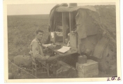 <h5>Combat</h5><p>Field communications station. Photo provided by the family of Elmore Willets. </p>