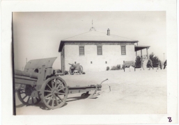 <h5>Training</h5><p>View of training camp. 75mm cannon. Perhaps Fort Sill? Photo provided by the Willets family. </p>