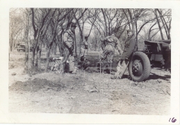 <h5>Training</h5><p>Training on field piece. Possibly 57mm anti-tank? Photo provided by the Willets family.</p>