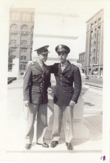 <h5>Training</h5><p>Soldiers in town square. Photo provided by the Willets family.</p>