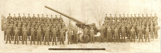 <h5>C Battery</h5><p>'Yardlong' photo of 'C Battery' taken at Camp Shelby, Miss. Photo provided by family of Chester Swistak.</p>