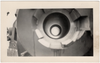 <h5>Cannon</h5><p>Looking down the rifling of a cannon. Photo provided by family of Ivo Schommer.</p>